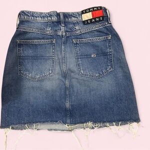 Tommy Hilfiger Blue Denim Raw Hem Mini Skirt